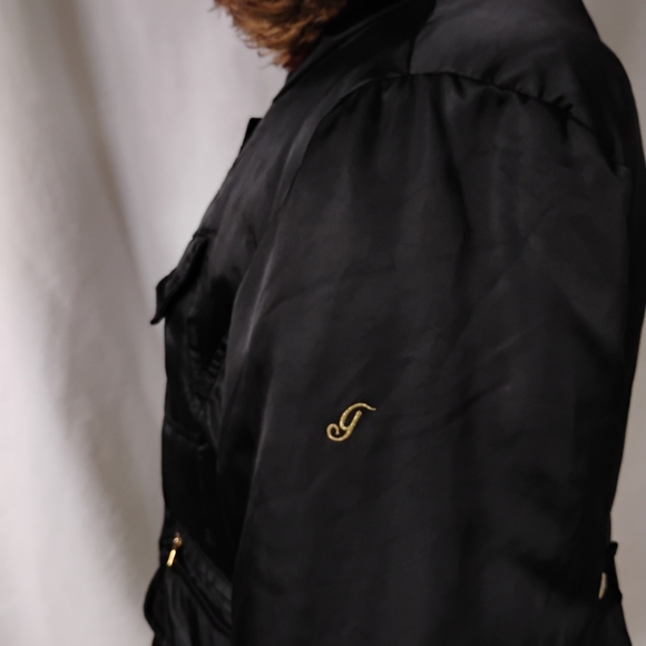 Women's Guess Black & Gold Winter Puffer Coat Hooded Jacket with Faux Fur Trim - Picture 10 of 16